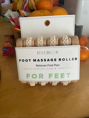 Belle Maison Beige Wooden Foot Massage Roller - Relieves Foot Pain